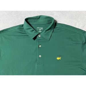 MASTERS TECH Men's XL Golf Polo Shirt Short Sleeve Green Stretch Logo